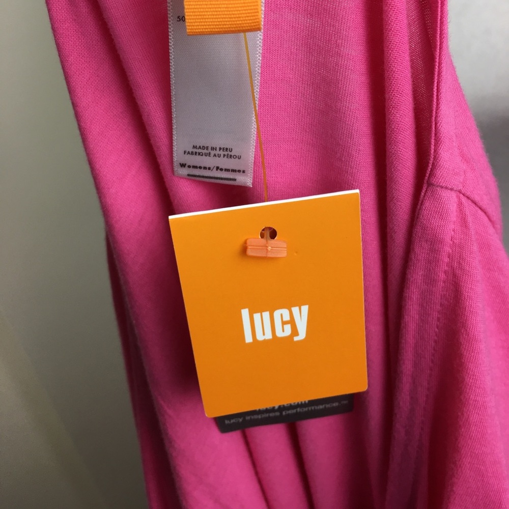 NWT Lucy Deep V Neck Style Ruched Side Pink Top - Picture 3 of 4